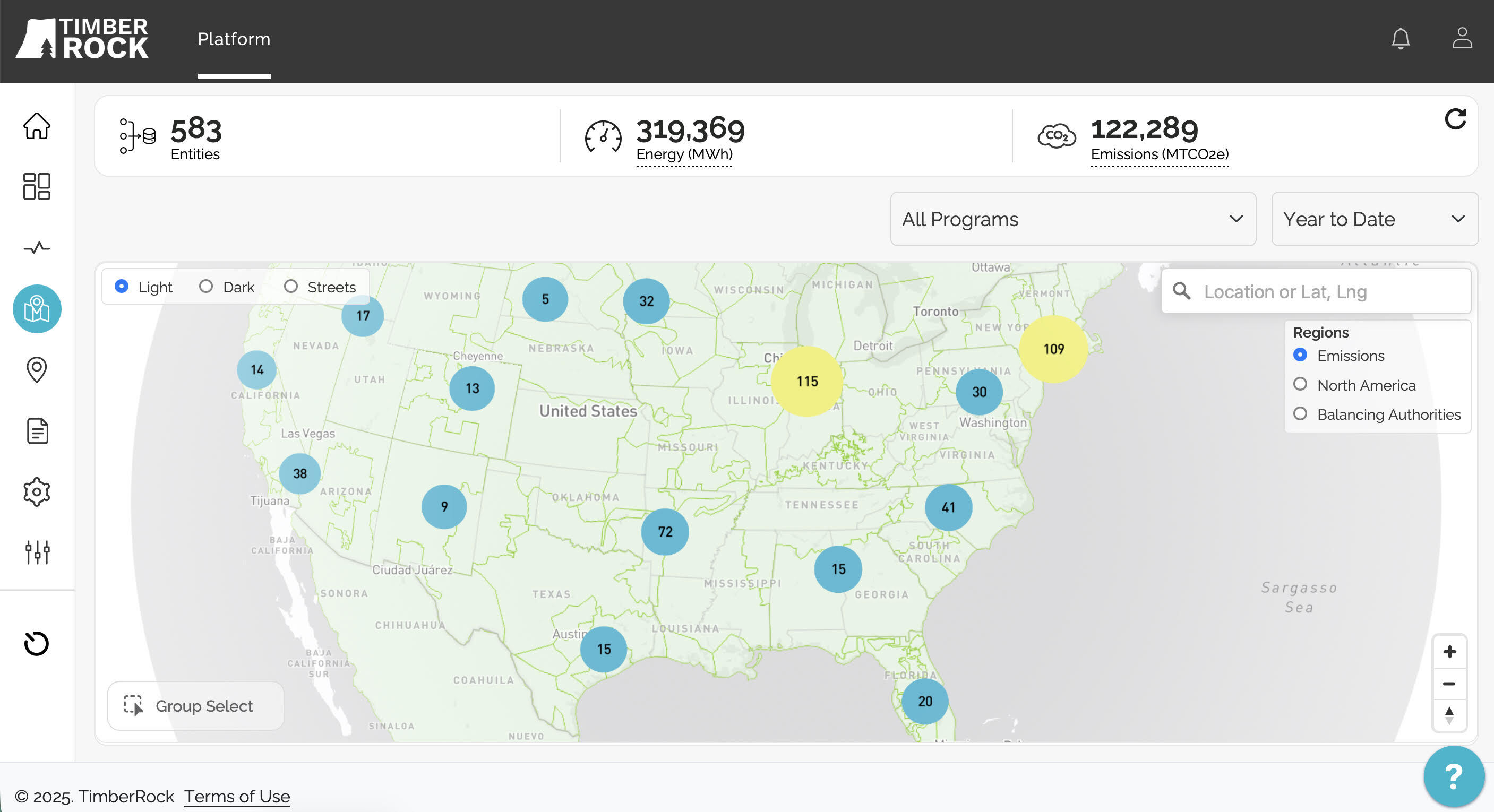 TimberRock platform map view